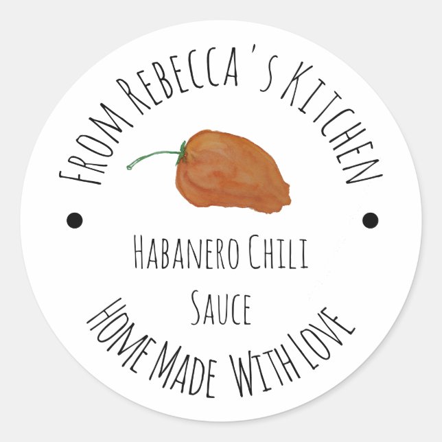 Sticker Rond Sauce maison Orange Habanero Chili (Devant)