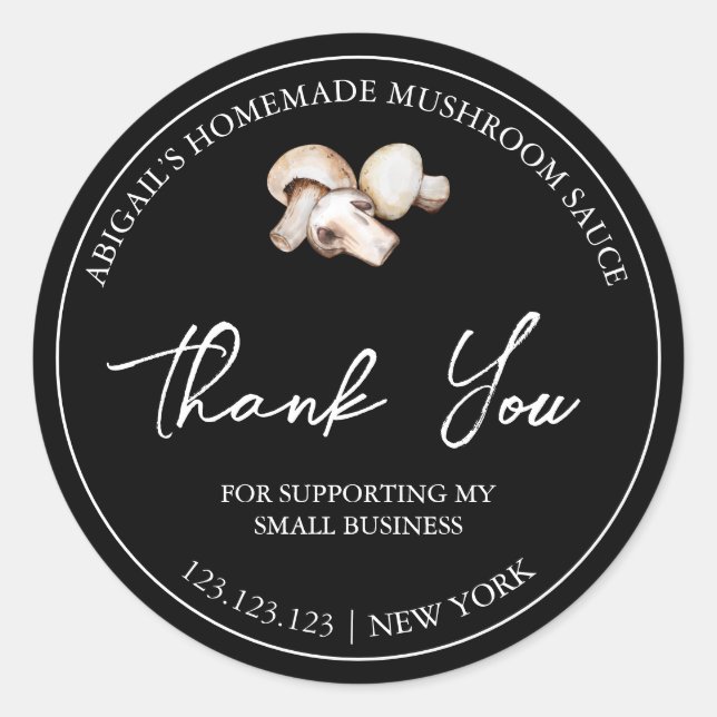 Sticker Rond Sauce Merci maison simple à base de champignons Ét (Devant)