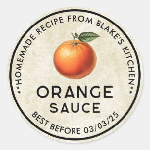 Sticker Rond Sauce orange maison style vintage canning étiquett