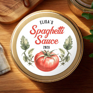 Sticker Rond Sauce pour spaghettis conservation style vintage p