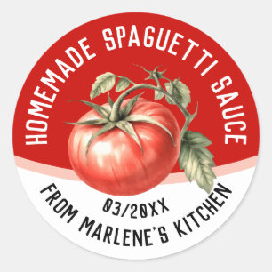 Sticker Rond Sauce spaguetti maison avec tomate rouge