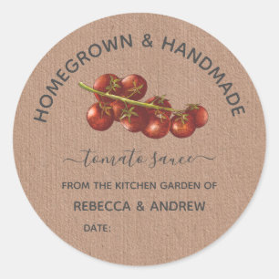 Sticker Rond Sauce tomate artisanale et artisanale Kraft Papier