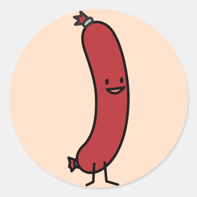 Sticker Rond Saucisse viande de porc kielbasa viande de vin hot (Devant)