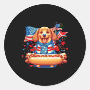 Sticker Rond Saucisses Hot Dog Frank Jour Merican Nourriture Sa