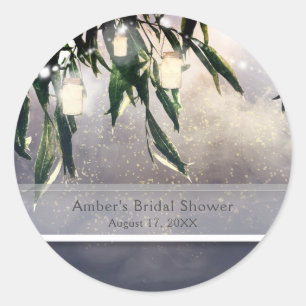 Sticker Rond Saule Pleureur & Lumières de Pot de Mason Faveur d