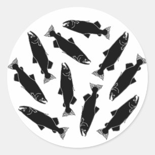 Sticker Rond Saumon du Pacifique sauvage