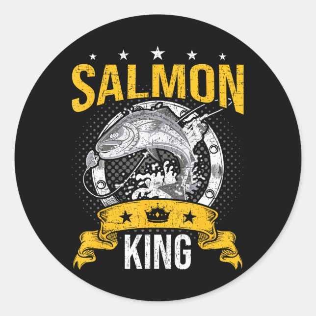 Sticker Rond Saumon King Fly Saumon Pêche (Devant)