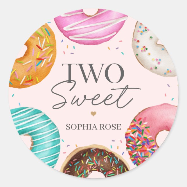 Sticker Rond Saupoudré Donut 2e fête d'anniversaire Favoriser (Devant)