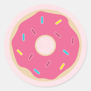 Sticker Rond Saupoudrer rose Fille Donut fête d'anniversaire