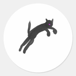 Sticker Rond saut chat noir