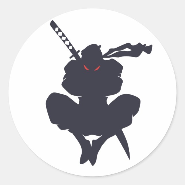 Sticker Rond Saut Ninja silhouette - Choisir la couleur arrière (Devant)
