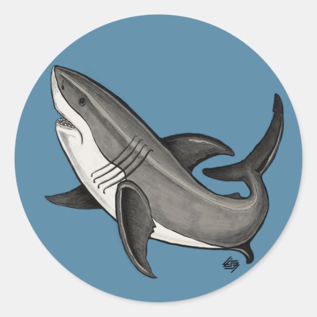 Sticker Rond Sauter le requin (Devant)