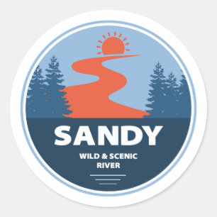 Sticker Rond Sauvage De Sable Et Rivière Pittoresque