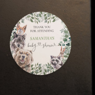 Sticker Rond Sauvageonne Baby Shower Bois Remerciements