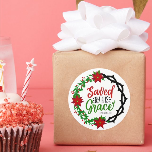 Sticker Rond Sauvé par Sa Grace Christmas Wreath (Fête)