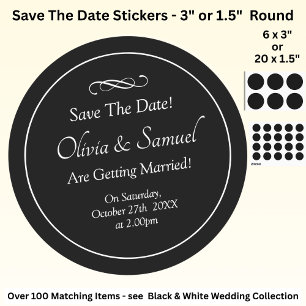 Sticker Rond Sauvegarder la date - Noir & Blanc avec défilement