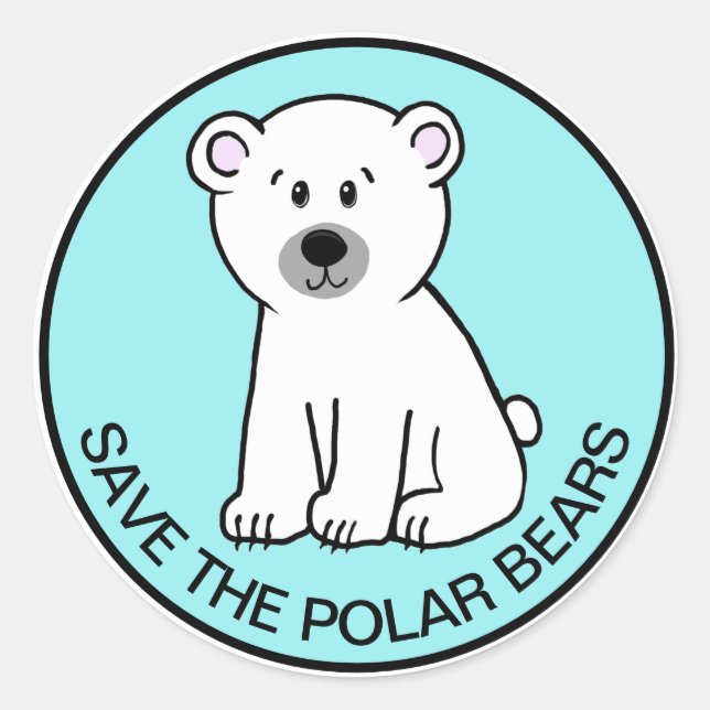 STICKER ROND SAUVER LES OURS POLAIRES (Devant)