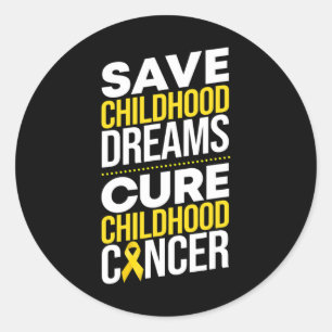 Sticker Rond Sauver les rêves d'enfance guérir le Ruban Cancer