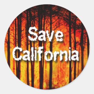 Sticker Rond Sauvez la Californie des incendies de forêt