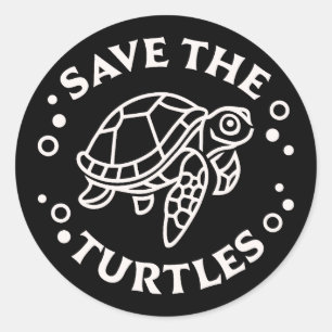 Sticker Rond Sauvez la faune marine des tortues