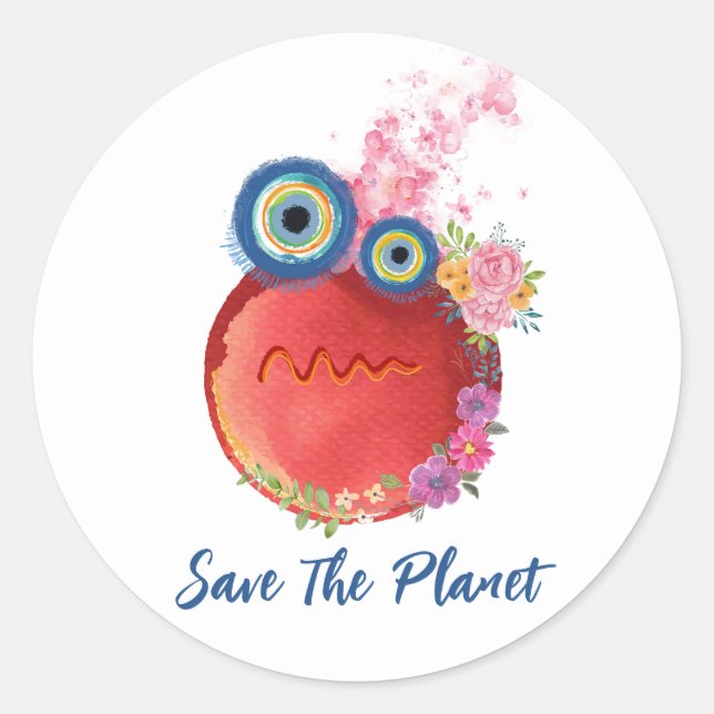 Sticker Rond Sauvez La Planète (Devant)
