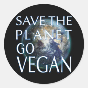 Sticker Rond Sauvez la planète, devenez végétalien tous les jou