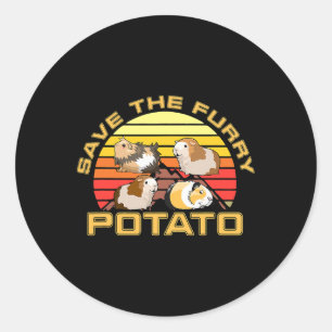 Sticker Rond Sauvez La Pomme De Terre Fruite Cute Guinée Cochon