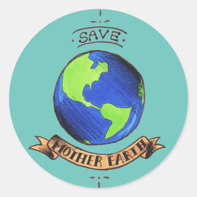 Sticker Rond Sauvez la Terre mère (Devant)