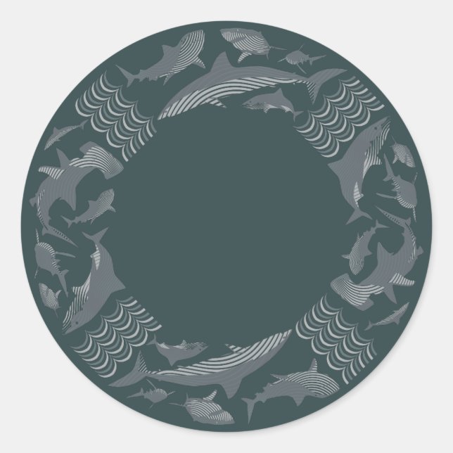 Sticker Rond Sauvez la vie des requins (Devant)