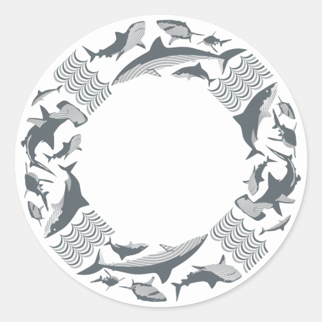 Sticker Rond Sauvez la vie des requins (Devant)