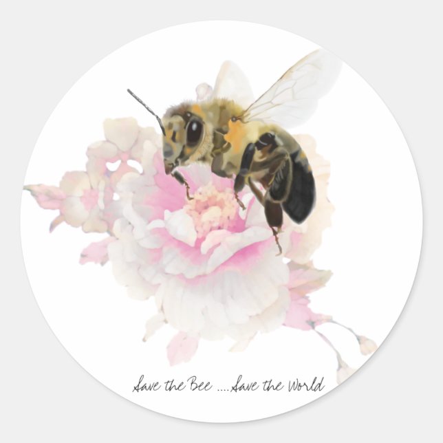 Sticker Rond Sauvez l'abeille ! Sauvez le monde ! Jolie abeille (Devant)