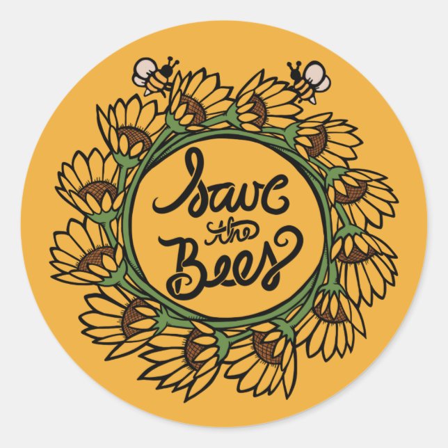 Sticker Rond Sauvez le Jour des terres des abeilles (Devant)