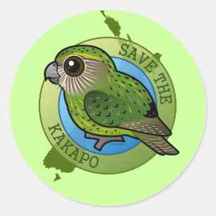 Sticker Rond Sauvez le Kakapo
