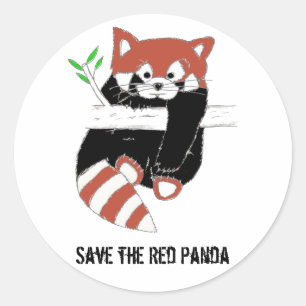 Sticker Rond Sauvez le Panda rouge aka FireFox