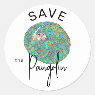 Sticker Rond Sauvez le Pangolin Slogan