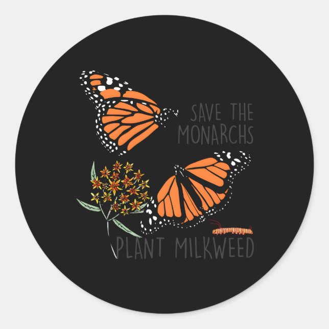 Sticker Rond Sauvez Le Plante Des Monarques Certains Milkweed B (Devant)