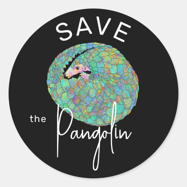 Sticker Rond Sauvez le slogan Pangolin (Devant)