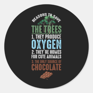 Sticker Rond Sauvez l'environnement des arbres Chocolat animal