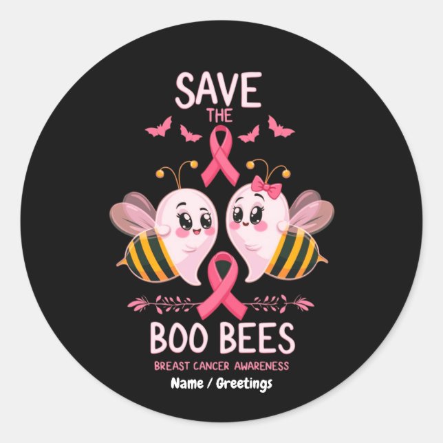Sticker Rond Sauvez les abeilles Boo Cancer du sein Femmes Hall (Devant)
