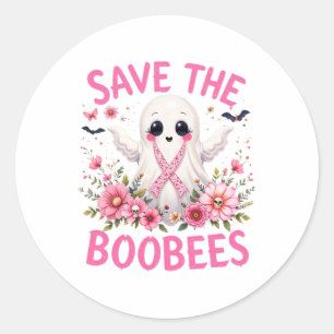 Sticker Rond Sauvez les abeilles Boo Cancer du sein Halloween F