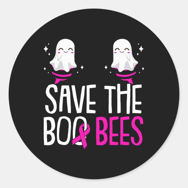 Sticker Rond Sauvez les abeilles Boo Sensibilisation au cancer  (Devant)
