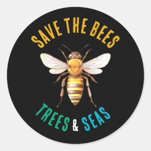 Sticker Rond Sauvez les abeilles et les mers noires