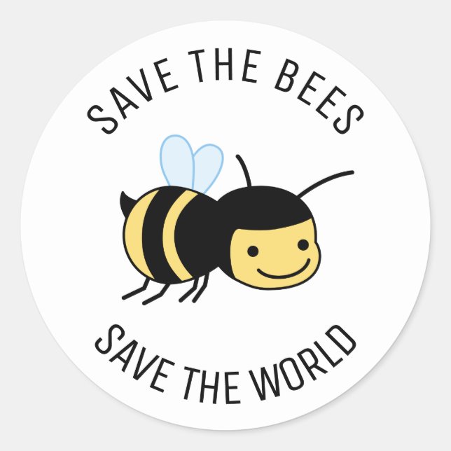 Sticker Rond Sauvez les abeilles, Joyeuse petite abeille (Devant)