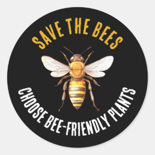 Sticker Rond Sauvez les abeilles Noir Jaune