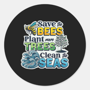 Sticker Rond Sauvez les abeilles Plantes Arbres Mer propres De
