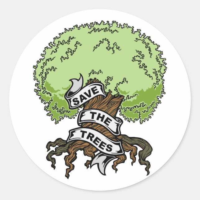 Sticker Rond Sauvez Les Arbres (Devant)
