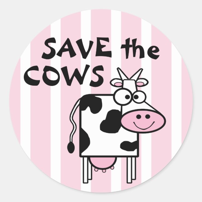 Sticker Rond Sauvez les droits des animaux des vaches (Devant)