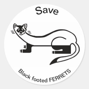 Sticker Rond Sauvez les FERRETS à pieds noirs - USA -Amoureux d