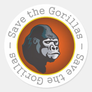 Sticker Rond Sauvez les gorilles