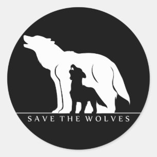 Sticker Rond Sauvez les loups
